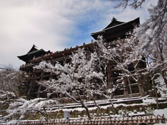 京都 清水舞台　雪の飾り