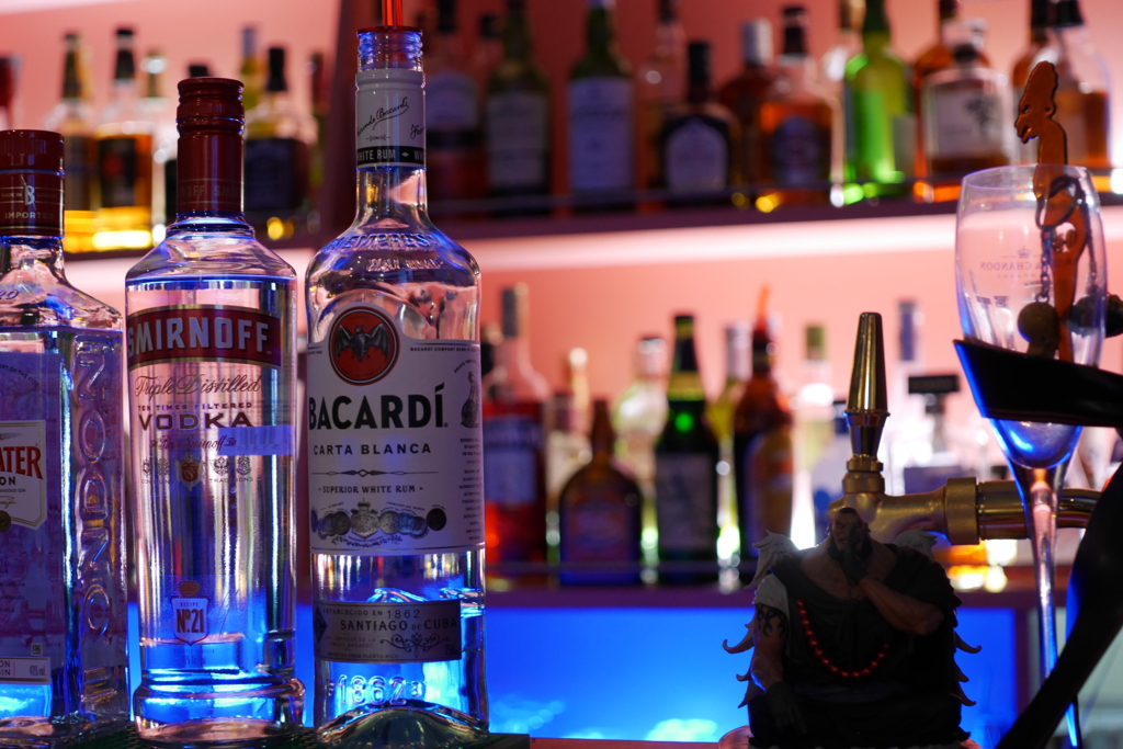 in bar at night