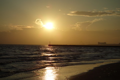 幕張の浜の夕日