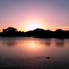 湖畔の夕焼け夏