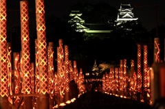 みずあかり１　～竹灯籠と熊本城、加藤清正像～