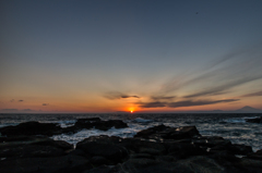 岩場の夕暮れ