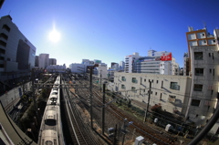 川越駅前を魚眼で撮影　