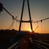 朝日と吊り橋