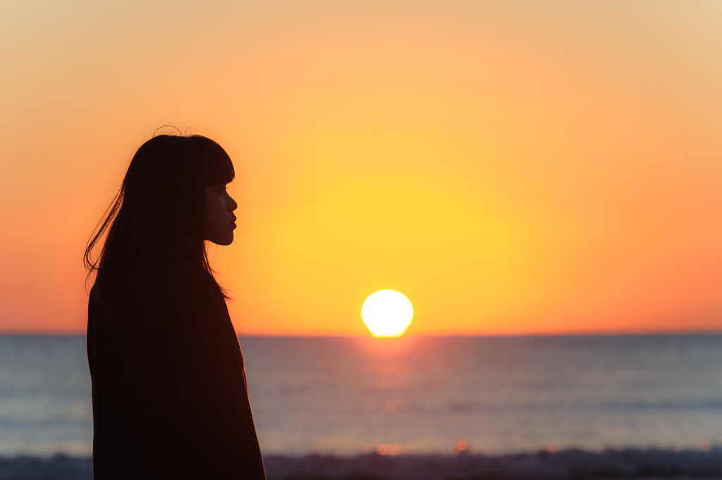 夕日。