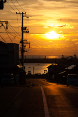 夕日の道