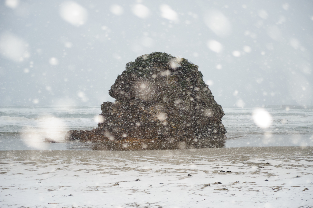 雪降る。