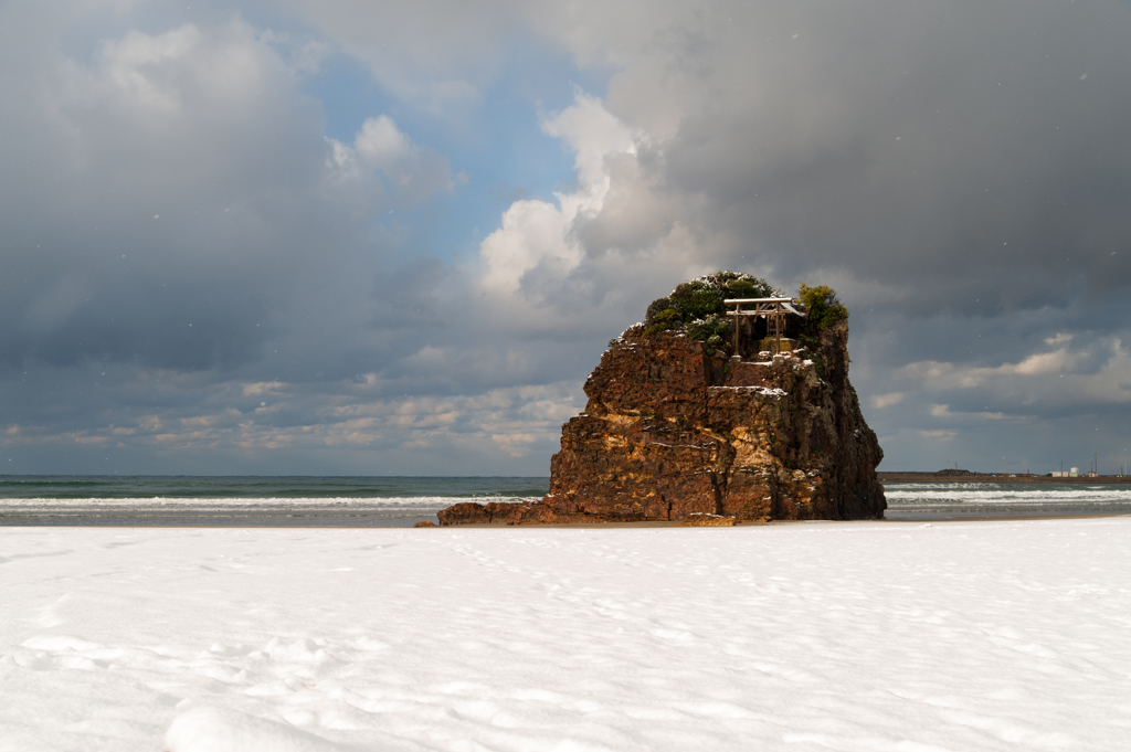 稲佐の浜、雪景色。