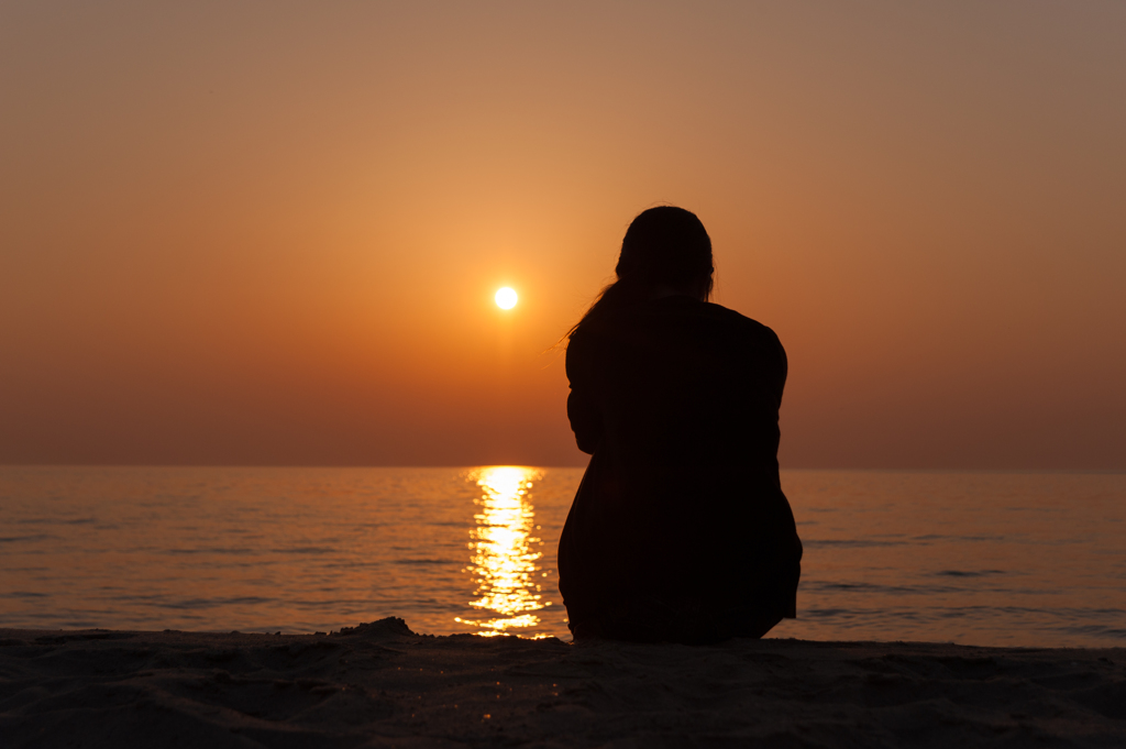 夕日。