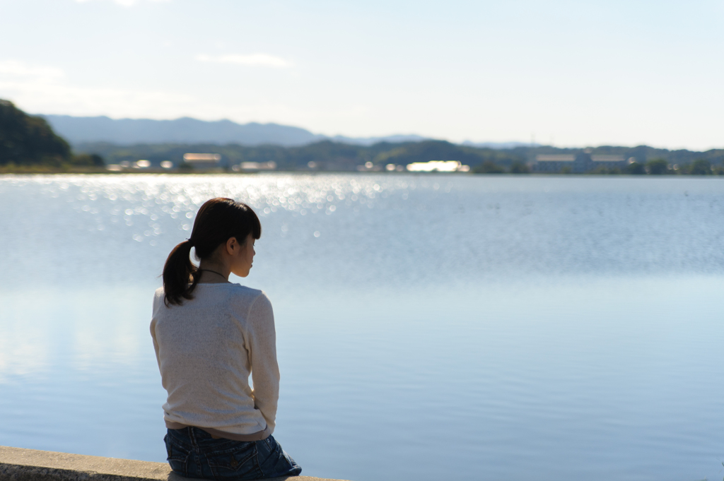 神西湖にて。