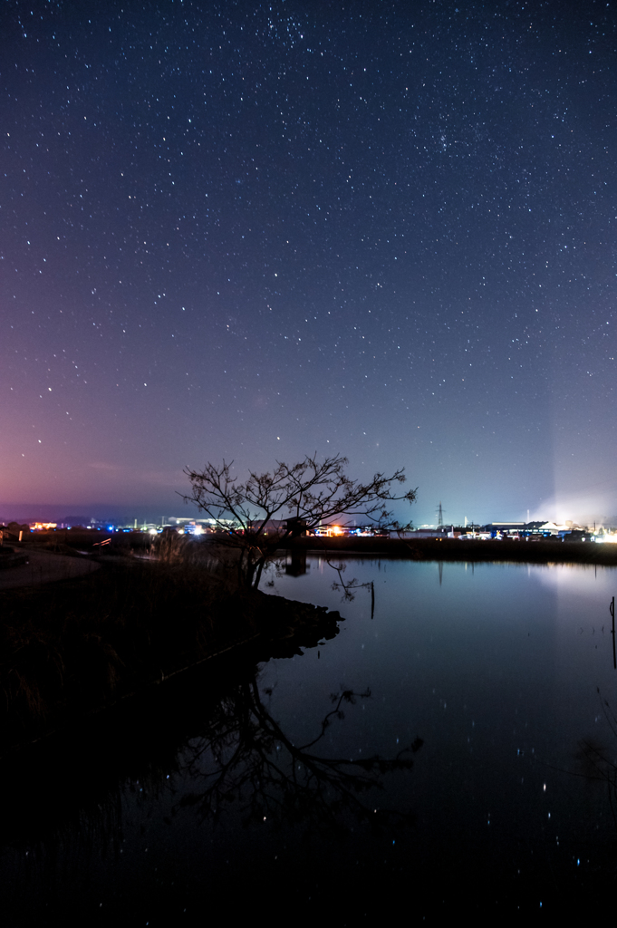 神西湖、星景。