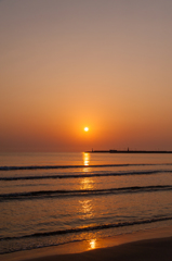 稲佐の浜の夕日。