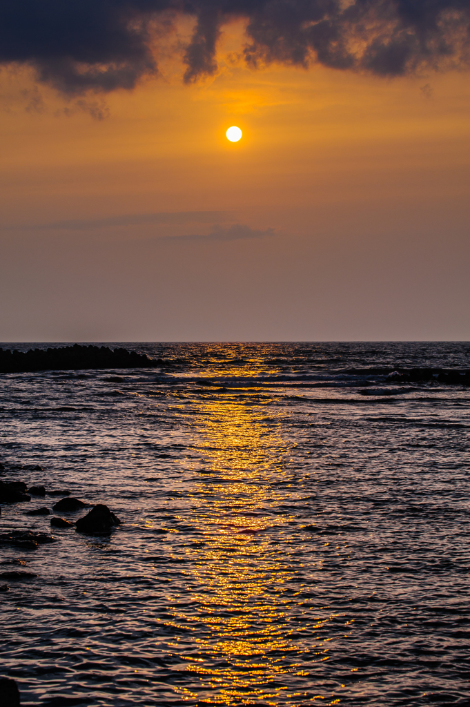 夕日。