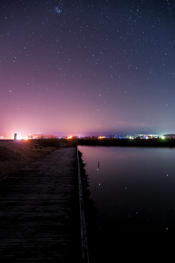 神西湖、星景。