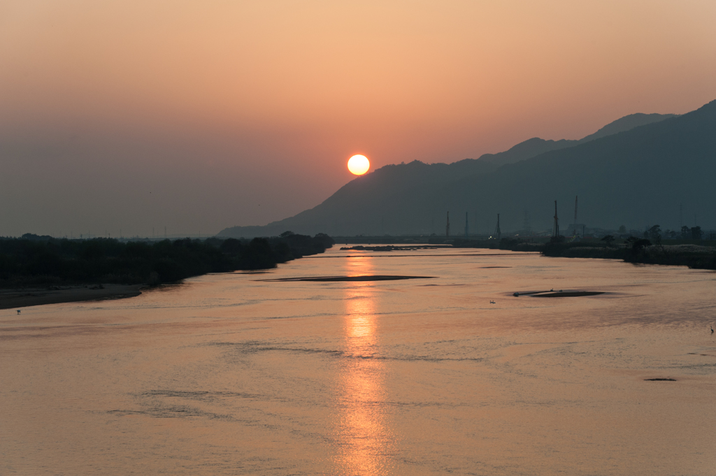 斐伊川夕景。