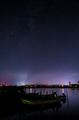 神西湖、星景。