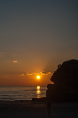 夕陽に向かう。