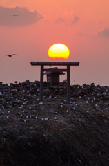 経島の夕日