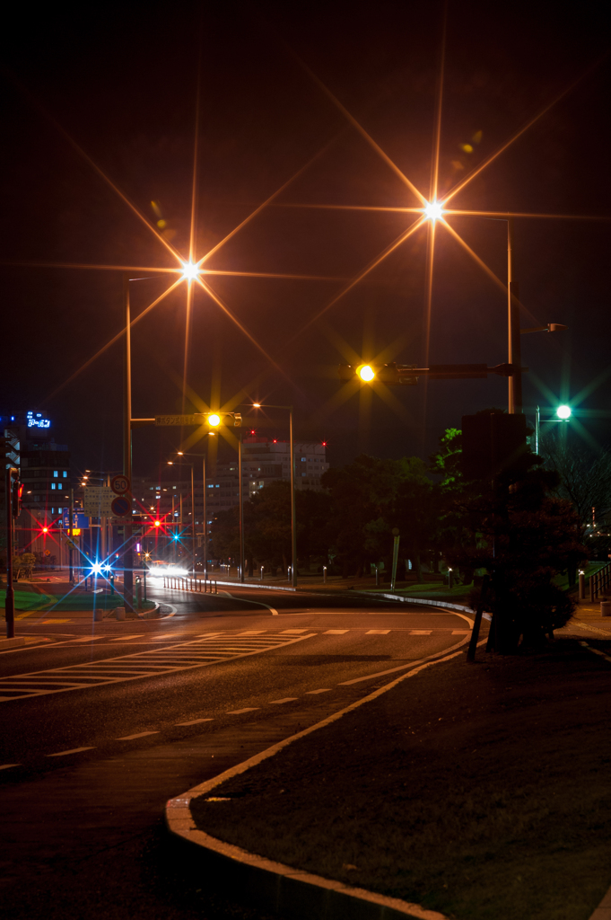 夜の道路。