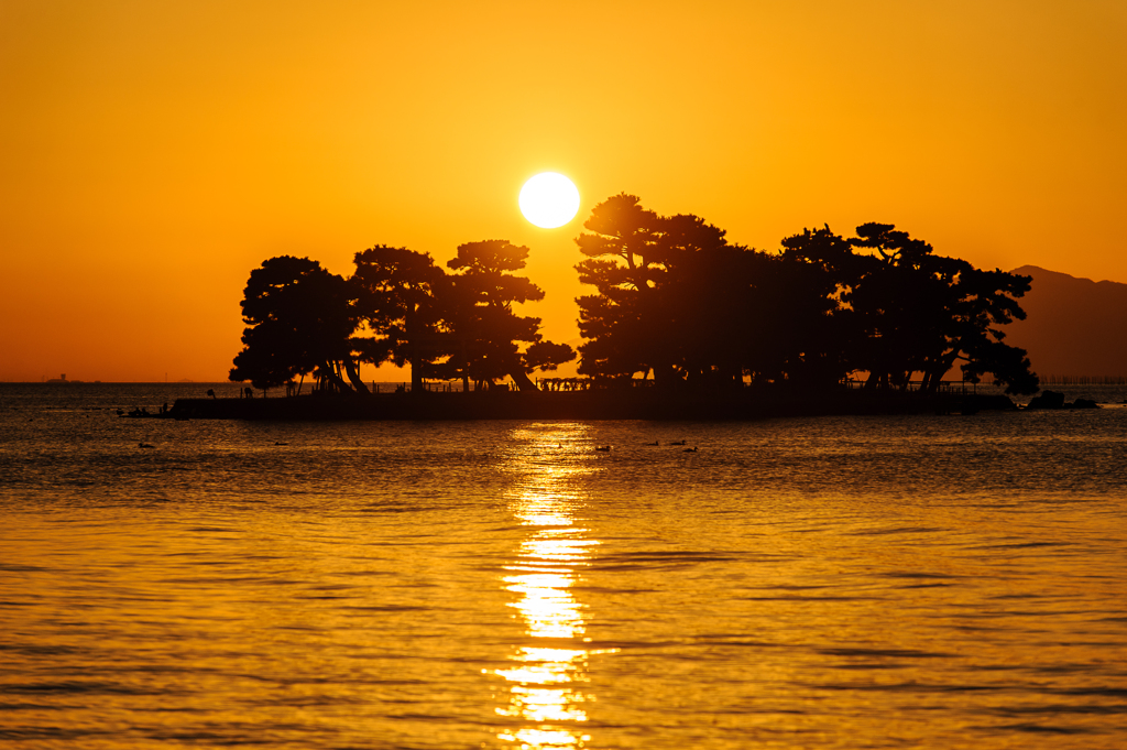 宍道湖夕景。