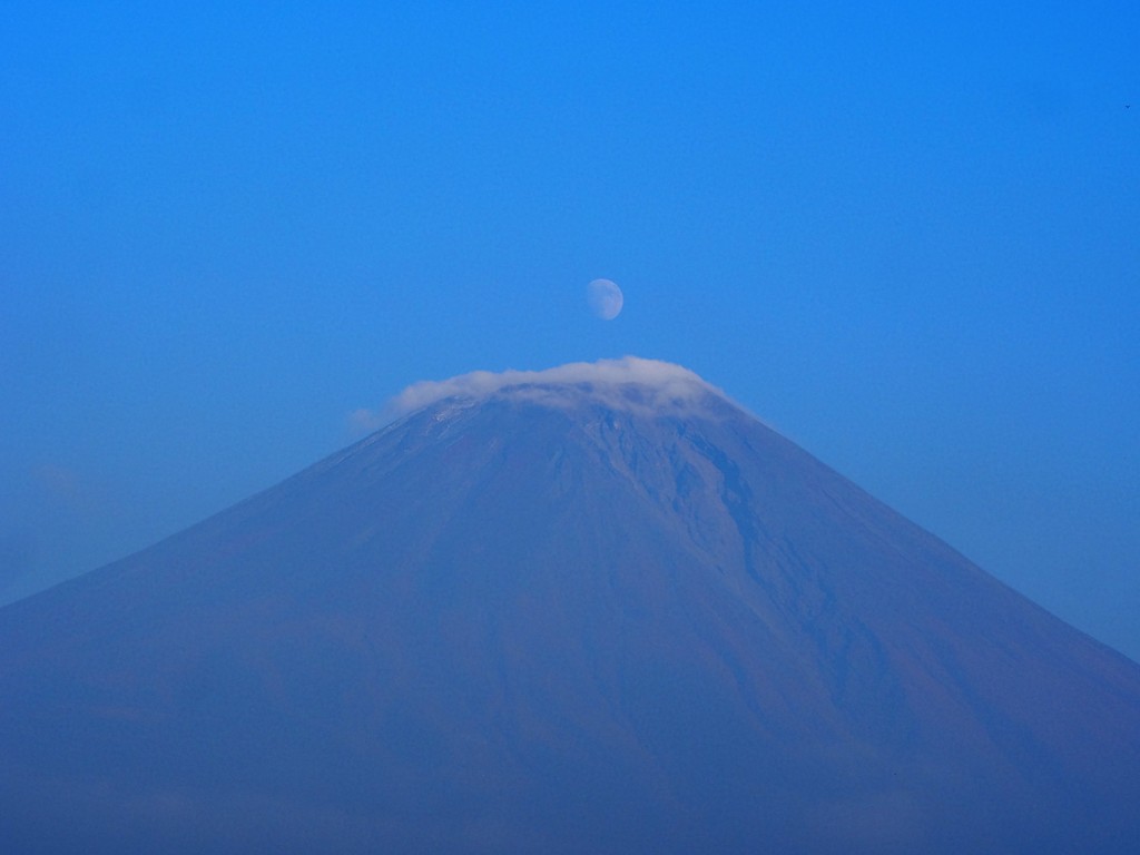 上に月