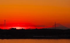 印旛沼夕景