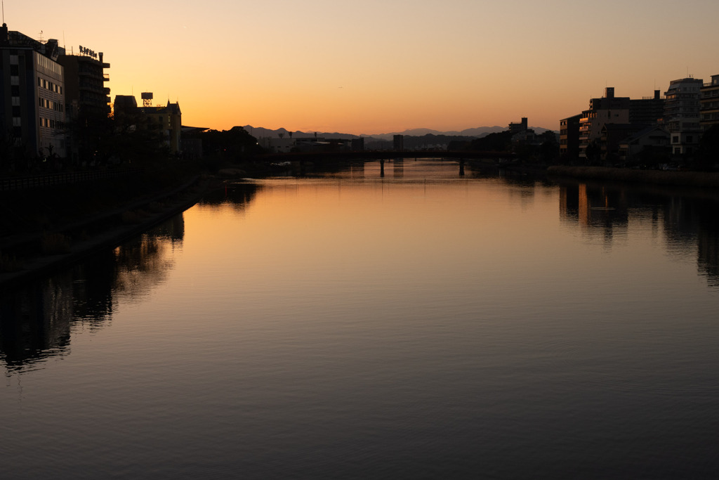 高知潮江橋の夕暮れ