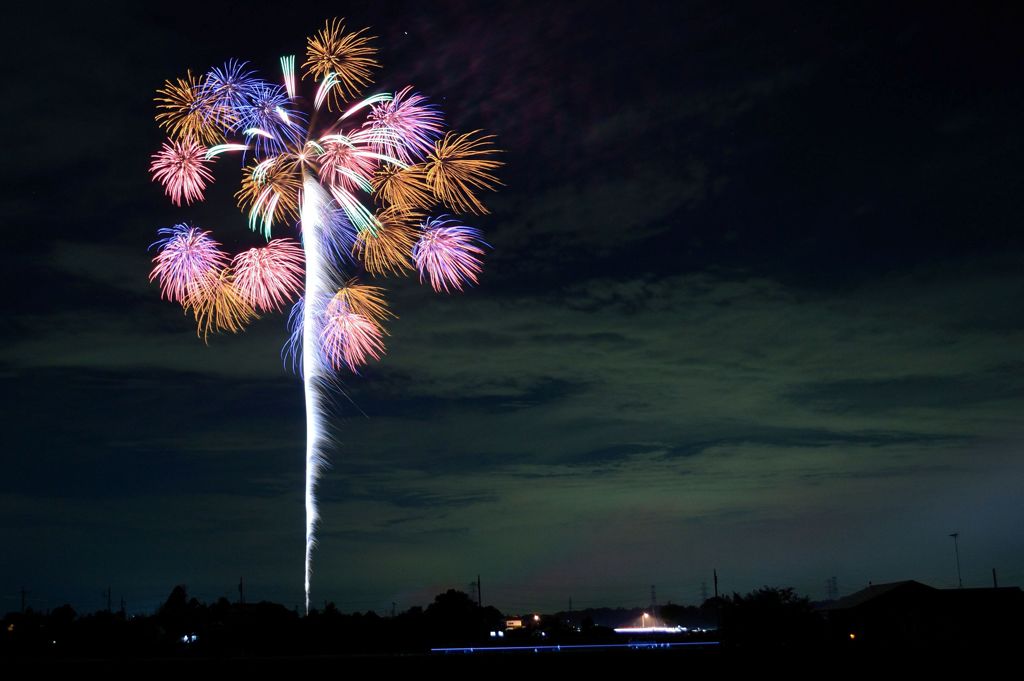 夜空の花飾り