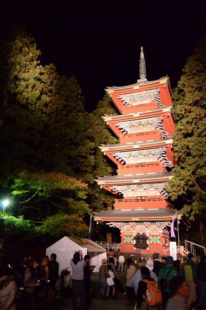 日光ライトアップ（東照宮　五重塔）