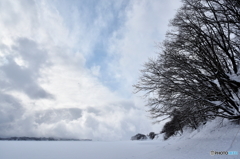 桧原湖の雪景色