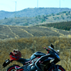 バイクのある風景 「高原にそびえる風車」