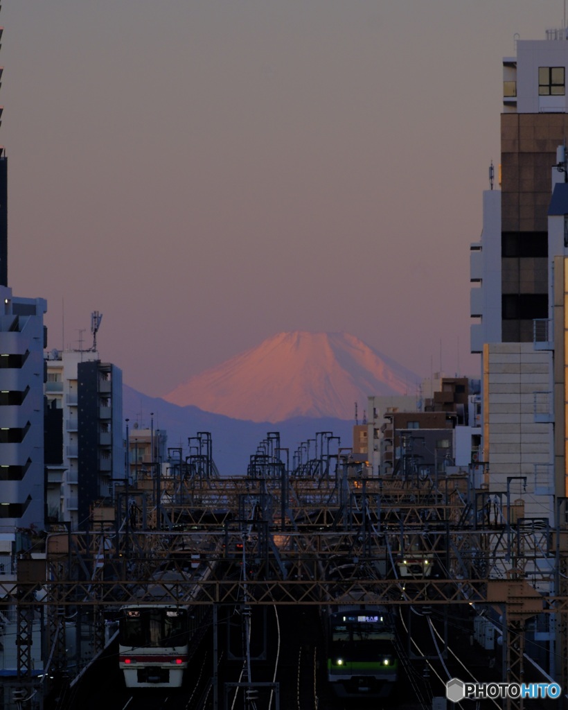 都心からの朝焼け