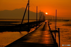 島原半島に落ちる夕日