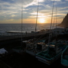 伊豆諸島最南端の島「青ヶ島」港で見る夕日２