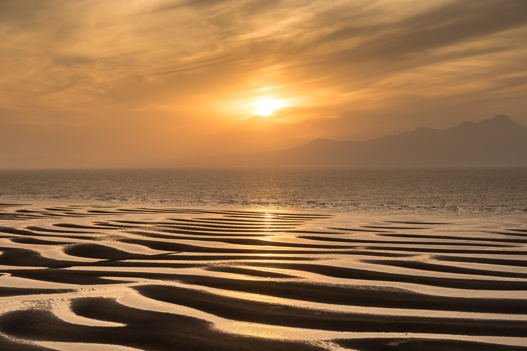 御輿来海岸の夕日