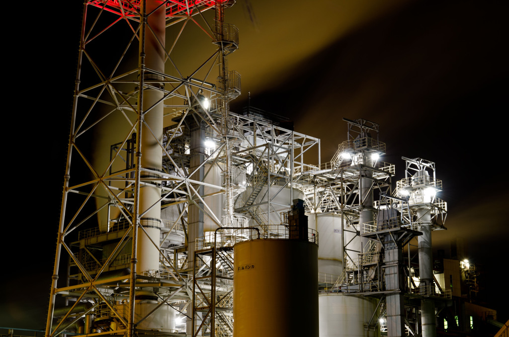 岩沼製紙工場の夜景