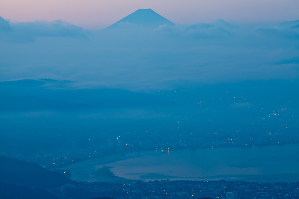 富士山と諏訪湖