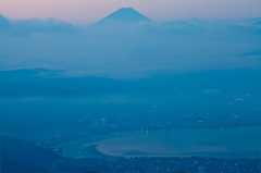 富士山と諏訪湖