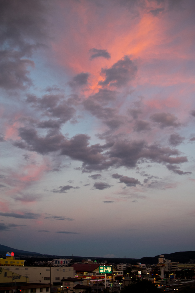  諏訪市IC付近で見る夕景