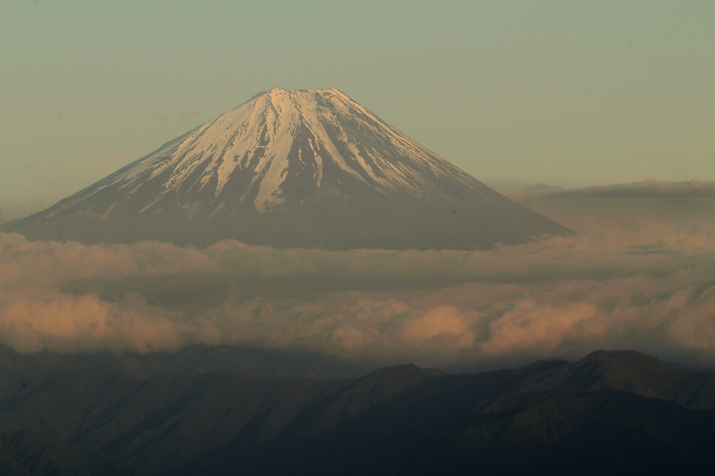 夕景の富士山