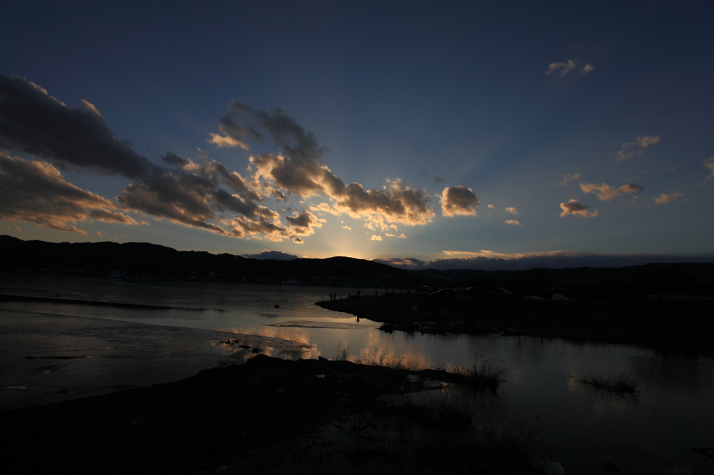 砥川河口からの夕焼け