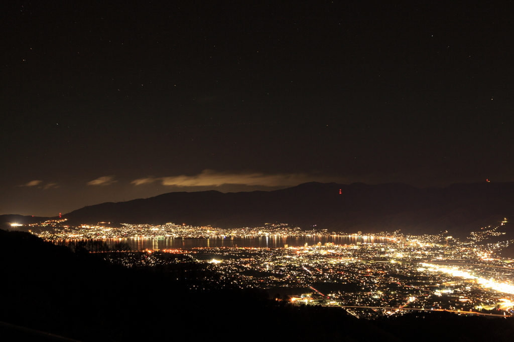 杖突峠展望台の夜景