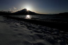 沈んでく太陽と富士山