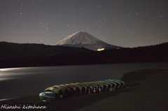 西湖からの夜富士