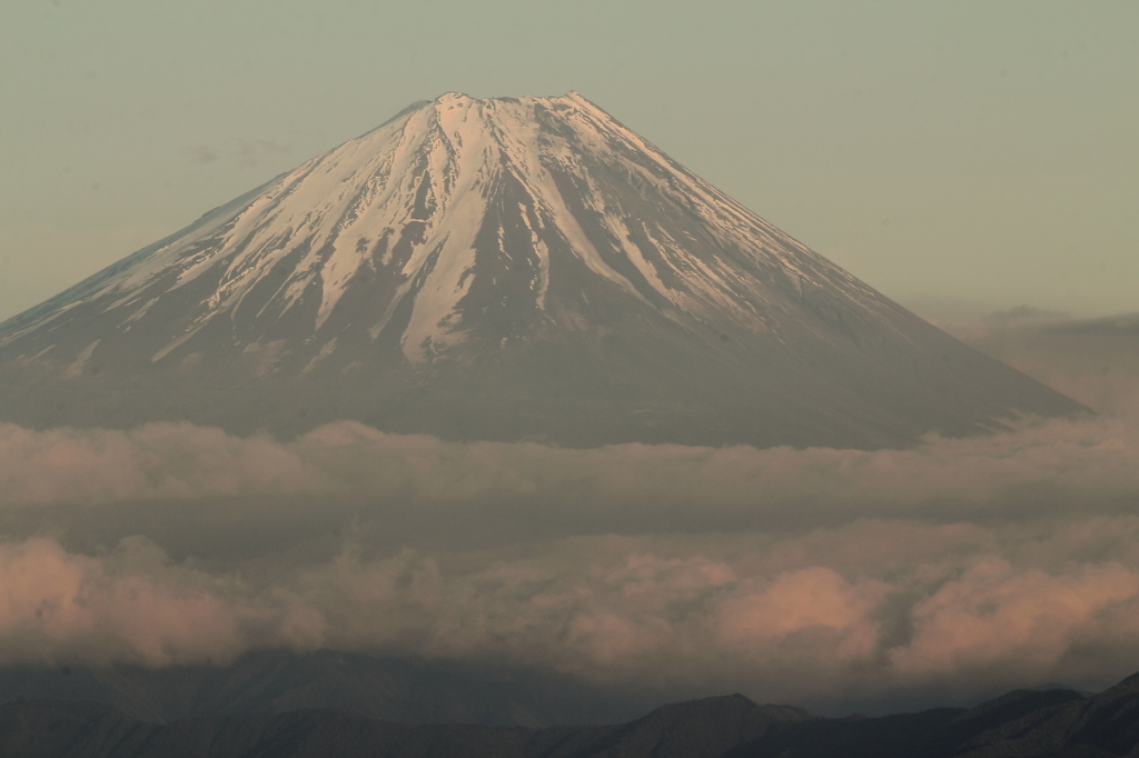 夕景の富士山