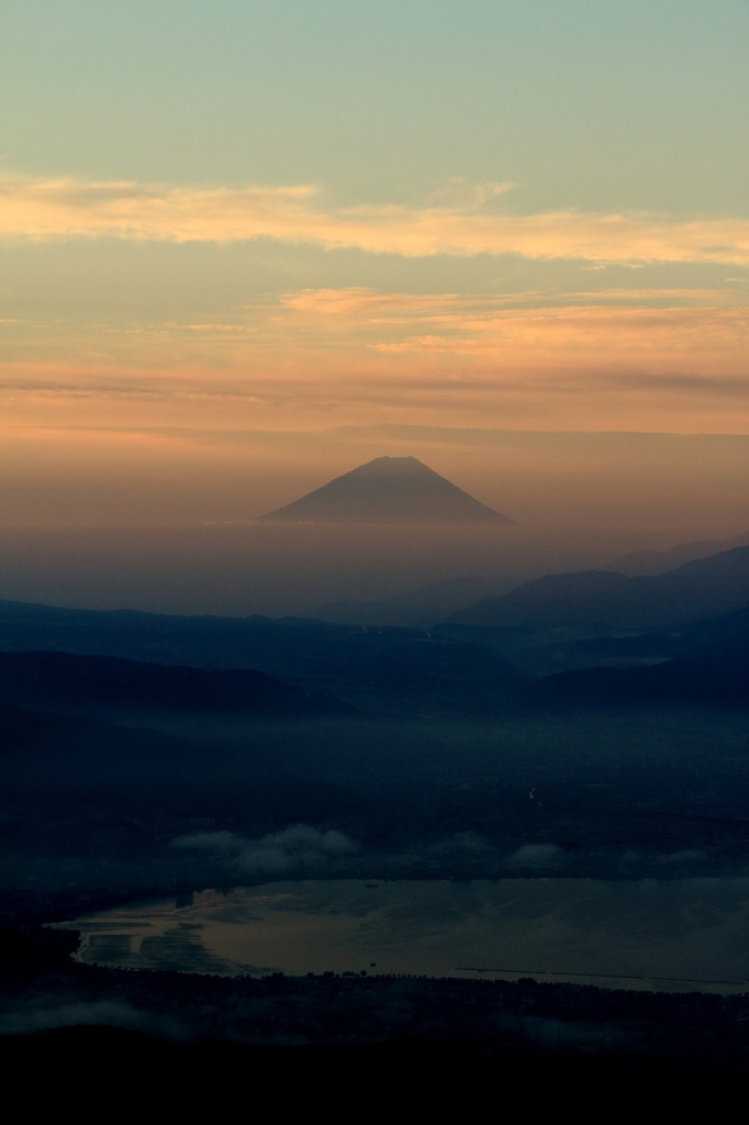 富士山と諏訪湖
