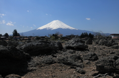 富士山と岩場