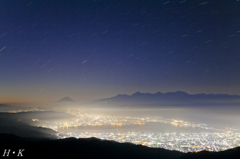 降り注ぐ星空と夜景