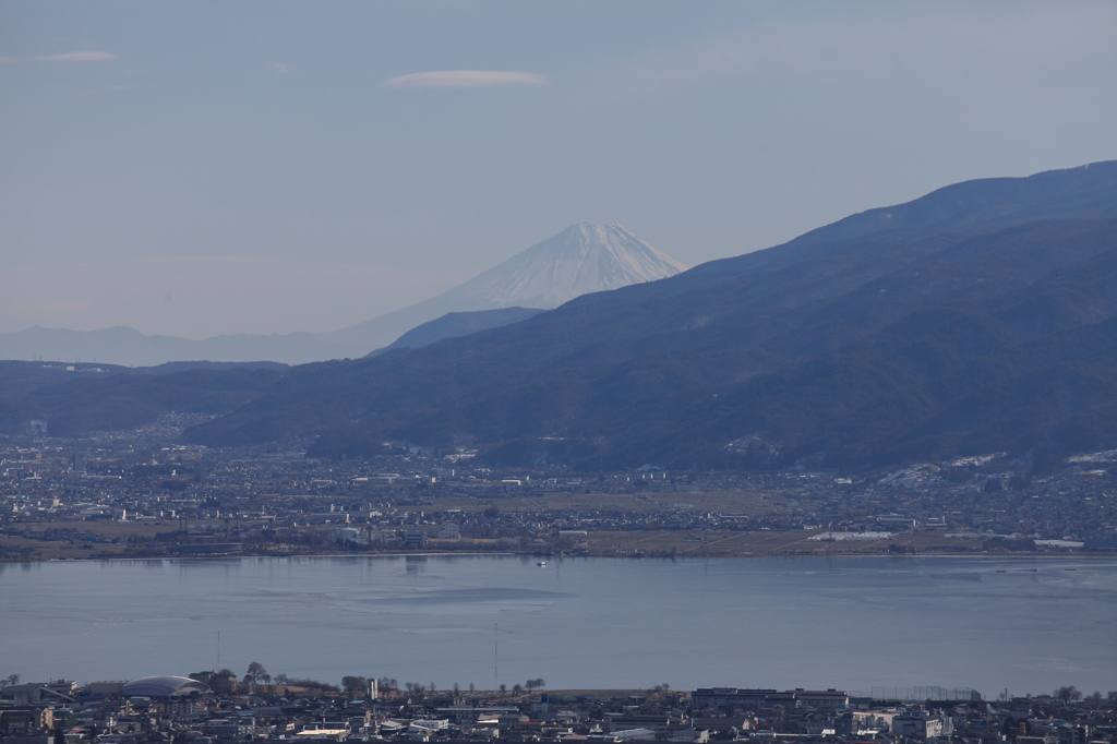 諏訪湖と富士山