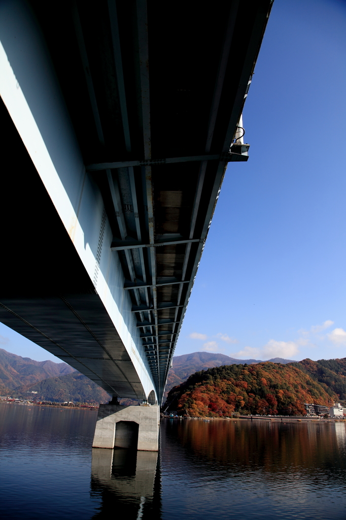 河口湖大橋の下からの風景